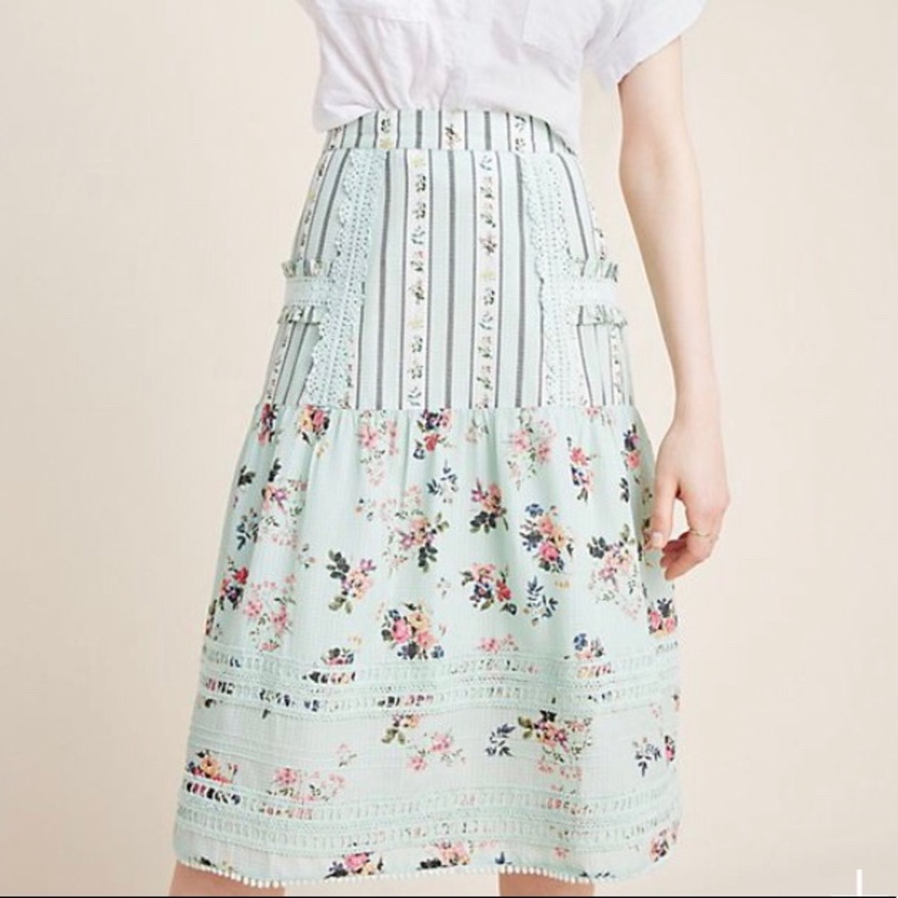 Anthropologie  Vintage Floral Print Skirt, Large
